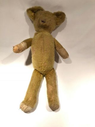 Vintage Mohair Teddy Bear 16” Early Antique Jointed Golden Sewn