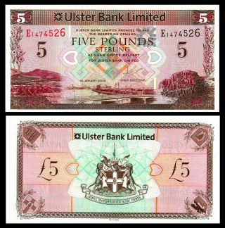 Ireland Northern,  Ulster Bank,  5 £ Pounds,  2013,  P - 340b,  Unc