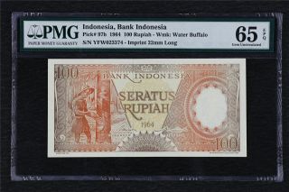 1964 Indonesia Bank Indonesia 100 Rupiah Pick 97b Pmg 65 Epq Gem Unc