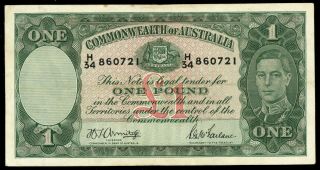 Australia 1 Pound 1942 P - 26 Vf (n - 057)