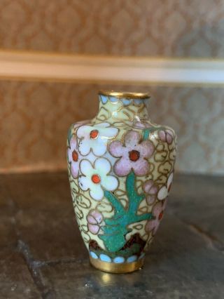 Vintage Miniature Dollhouse Artisan Chinese Cloisonné Vase Urn Colors