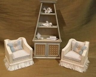Dollhouse Miniature Artisan Coastal Chairs And Cabinet