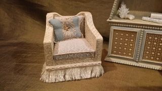 Dollhouse Miniature Artisan Coastal Chairs and Cabinet 3
