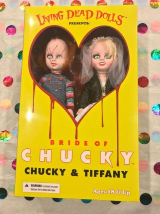 Mezco Living Dead Dolls Chucky And Tiffany Two Doll Set Child 