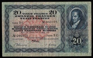 20 Francs From Switzerland 1938 M6
