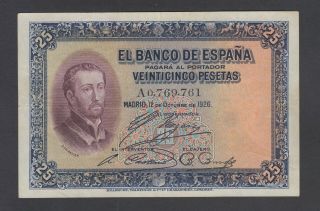 Spain 25 Pesetas 12 - 10 - 1926 Vf - P.  71,  Banknote,  Circulated