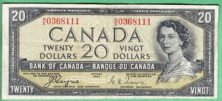 1954 Bank Of Canada Twenty Dollars Note " Devil 