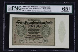 1923 Germany Republic Treasury Note 500000 Mark Pick 88b Pmg 65 Epq Gem Unc