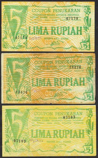 Indonesia 3x 5 Rupiah 1948 20.  05.  1948 Djambi S268