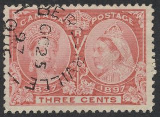 Canada Postmark - Bergerville Que Split Ring Oc 25 97 On 53 3c Jubilee,  Fine