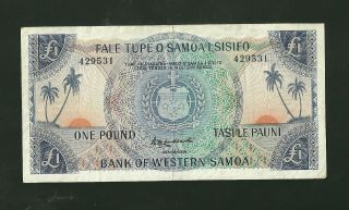 Bank Of Western Samoa 1 Pound Currency Note Pick 14a Paper Money One Pound