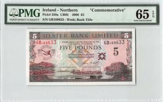Northern Ireland,  Ulster Bank 2005 P - 339a Pmg Gem Unc 65 Epq 5 Pounds Commem