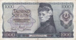 1000 Schilling Fine Banknote From Austria 1966 Pick - 147