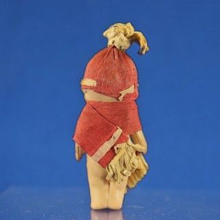 VINTAGE CELLULOID KEWPIE TYPE DOLL IN CREPE PAPER HAT AND SCARF 3