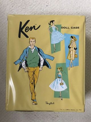 Vintage 1961 Ken Barbie Doll Case,  Doll And Clothes (yellow)