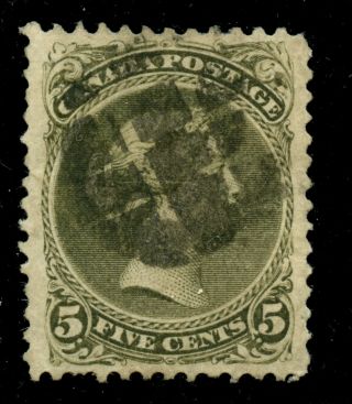 Canada 26iv - Vf - Xf 5c Large Queen Perf 11 3/4 X 12 Olive Green