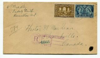 Canada Ont Ontario - Hamilton 1920 Registered Rpo Cover - Late Use 1897 Jubilee