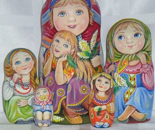 Russian Matryoshka Doll Nesting Babushka Beauty Gals Handmade Exclusive