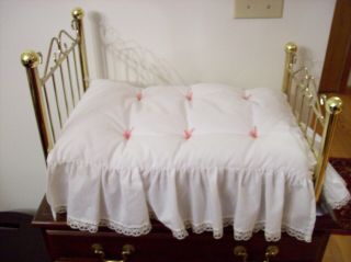 American Girl Doll Samantha Brass Bed For 18 " Dolls Mattress & Quilt