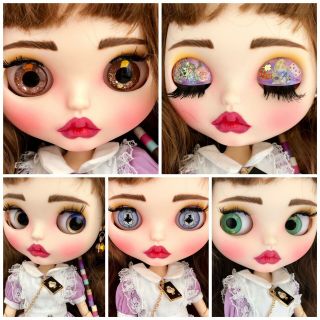 Ooak Blythe Brunette Alice Custom Repaint Dressed Full Set Doll Special Eyechips