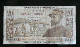 St Pierre Et Miquelon 20 Francs 1950 Circulated (soldier)