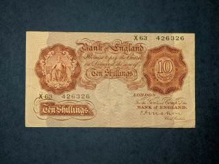 Scarce C P Mahon 1925 - 1929 Issue Bank Of England 10 Shillings Bank Note