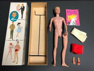 1961 Ken 1 Doll With Blonde Flocked Hair 100 Complete