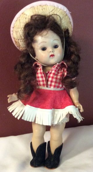 1950 Vintage 8 " Vogue Ginny Doll In Cowgirl Outfit With Tagged Shirt