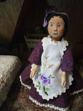 carved wood Hitty doll in vintage style 6.  5 (16.  5cm) 2