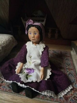 carved wood Hitty doll in vintage style 6.  5 (16.  5cm) 3