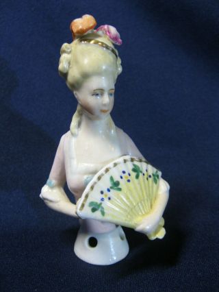 Vintage Porcelain Half Doll Figurine Clothes Brush Handle Victorian Woman