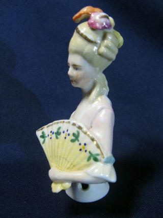 VINTAGE Porcelain HALF DOLL Figurine Clothes Brush Handle Victorian Woman 2