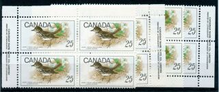 Weeda Canada 498 Vf Mnh M/s Of Pbs,  25c Birds 1969 Issue Cv $50