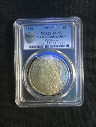 1896 P Pcgs Au 55 3911 Morgan Silver Dollar Gold Shield Extremely Toning