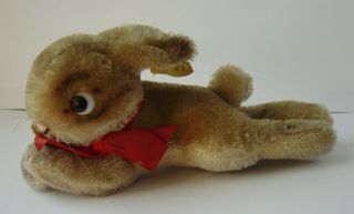 Lovely Vintage 50s/60s Lying Steiff Mohair Bunny Rabbit With Button And All Tags