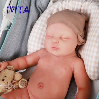 Ivita 18.  5  Silicone Newborn Baby Reborn Doll Lifelike Sleeping Girl 3700g Toy