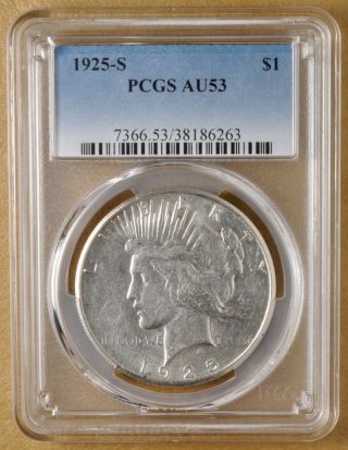 1925 S Peace Silver Dollar Pcgs Au53