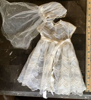 Vintage Terri Lee Tagged White Sheer Dress And Hat