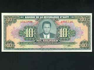 Haiti:p - 242a,  10 Gourdes,  1979/1984 J.  C.  Duvalier Unc