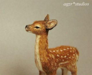 Ooak 1:12 Dollhouse Miniature Fawn Deer Baby Animal Furred Handmade Realistic
