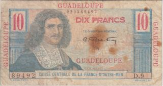 Guadeloupe Banknote P32 - 9492 10 Francs,  See Scan,  We Combine