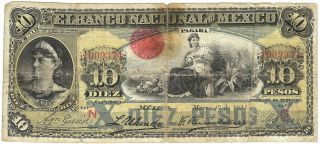 Mexico M - 299e¦bk - Df - 219 (s - 258) Banco Nacional De Mexico $10 N/g,  1.  3.  1911 F,