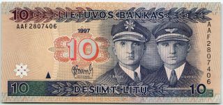 Lithuania 10 Litu 1997 Unc P - 56a Banknote - B96