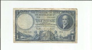 Commercial Bank Of Scotland 1 Pound Edinburgh 1955 P - S336 Fine