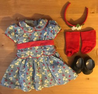 American Girl Doll Emily Meet Outfit (dress/headband Socks & Shoes)