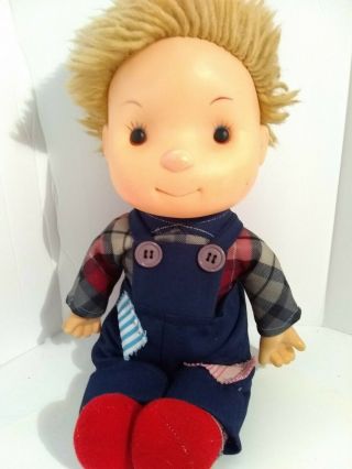 Vintage Ice Cream Boy Doll 15 " Blue Overalls Blond Hair