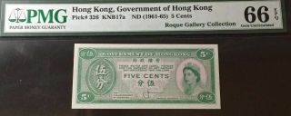 1961 - 65 Hong Kong 5 Cents P 326 Pmg 66 Epq