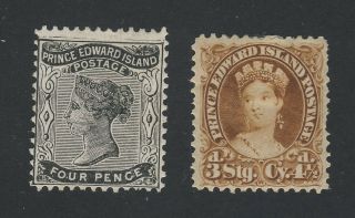 2x Canada P.  E.  I.  Stamps 9 - 4 Pence & 10 - 4 1/2 Pence Guide Value = $55.  00