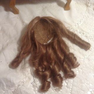 11 - 1/2 " Circumference Light Brown Long Curl Human Hair Doll Wig