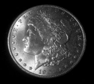 1901 - O Morgan Us Silver Dollar Frosty Uncirculated